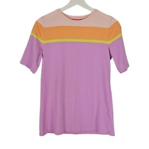 Colorblock Tee Tshirt Issac Mizrahi Lavender Purple Orange Pink Multicolor XS